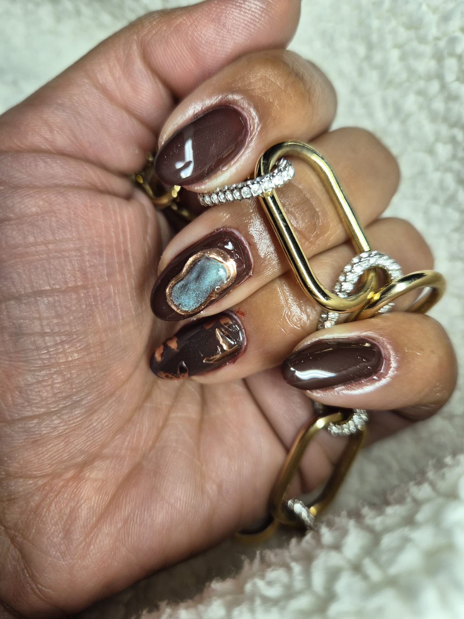 Chocolate design with druzy geode crystal accent