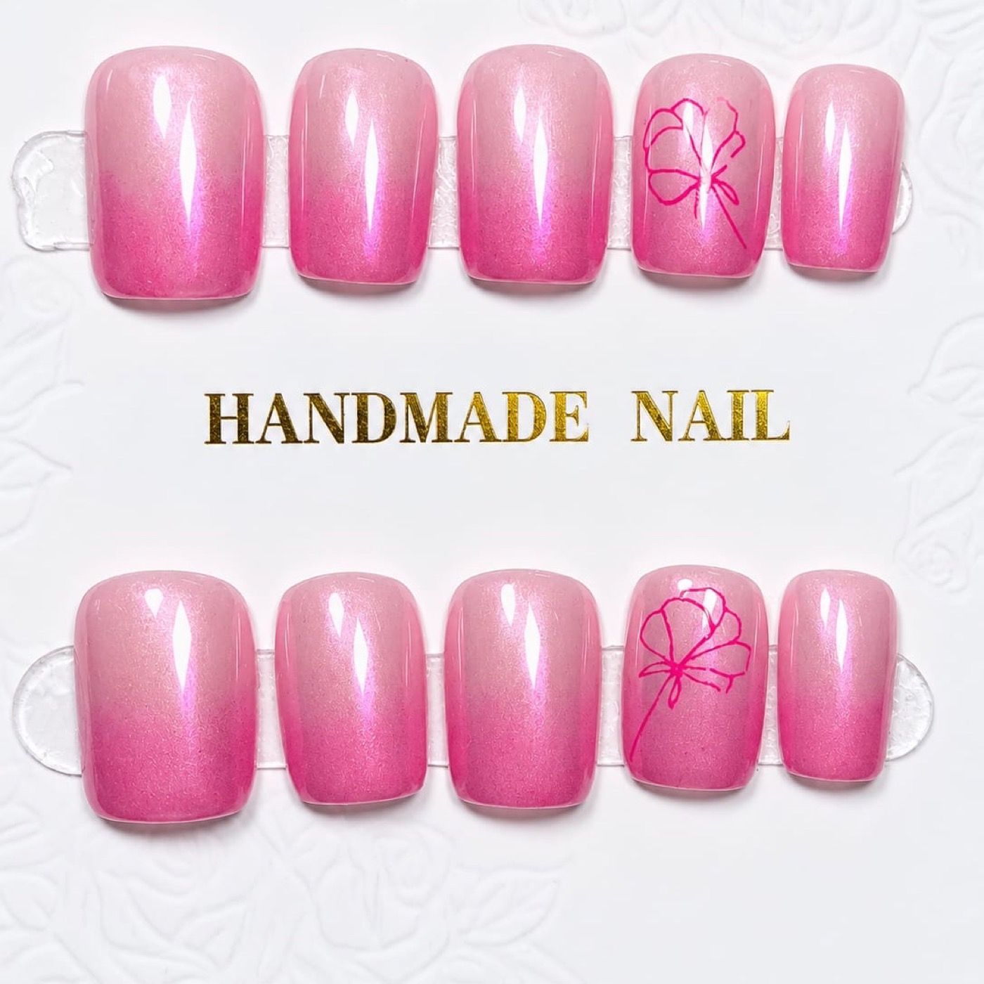 Peony Blush — hand-painted press-on nail set by The Varnish Room