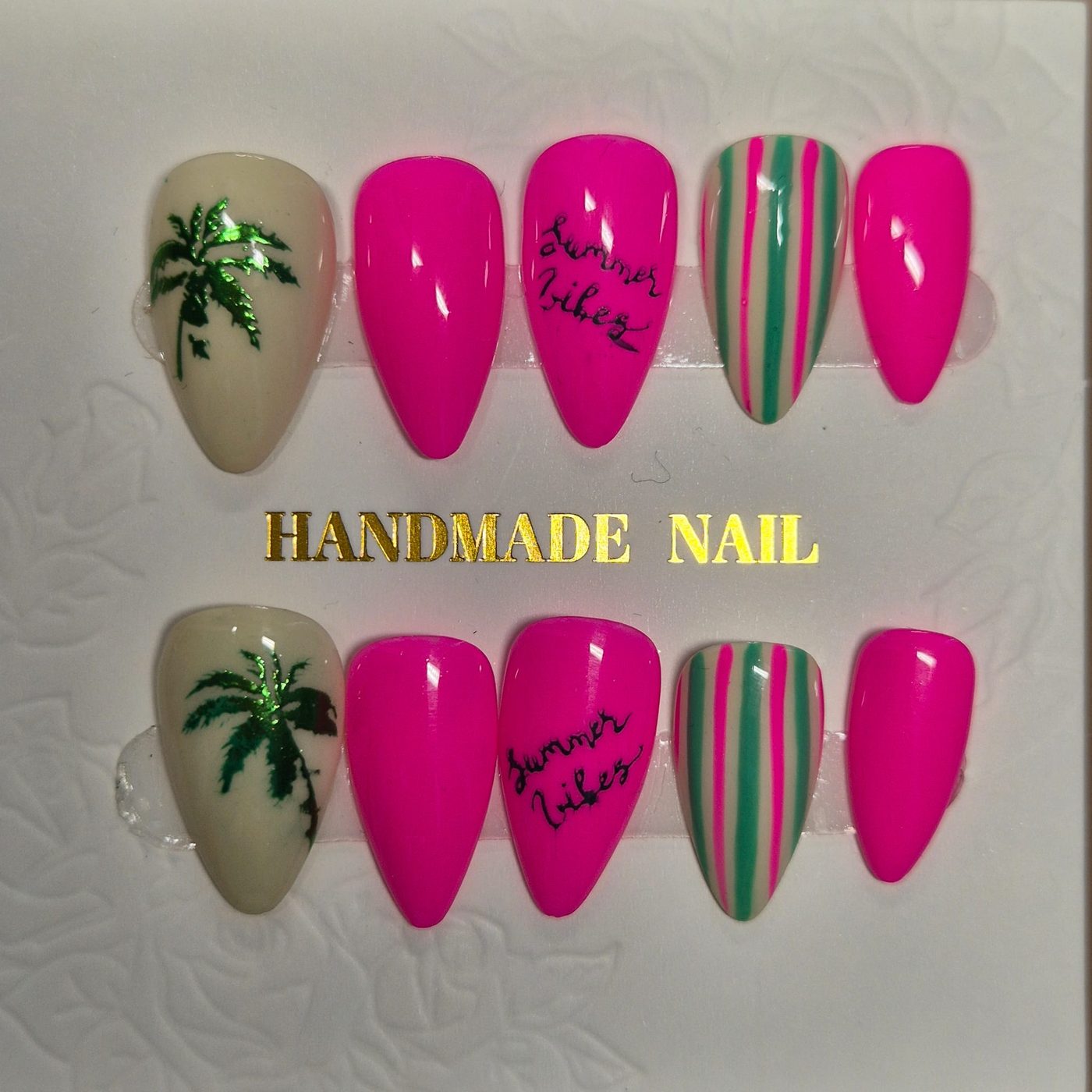 Summer Vibes — hand-painted press-on nail set by The Varnish Room